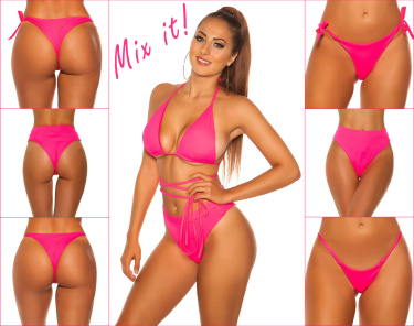 Mix it!!! triangel-bikini top om vast te binden neonfuchsiaroze